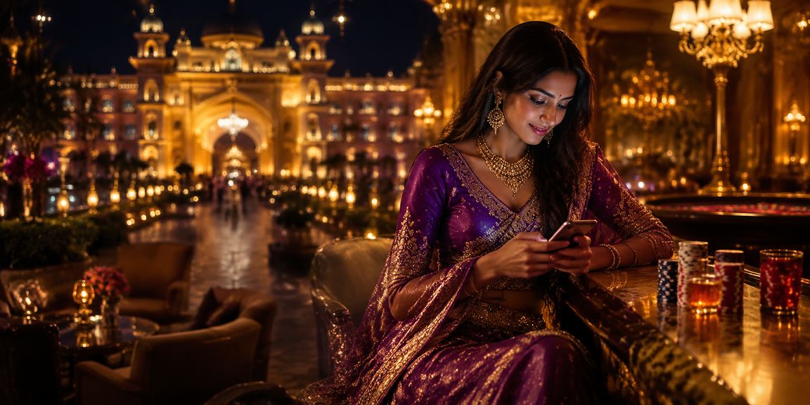 Indian mobile users accessing exclusive casino promotions in night market setting